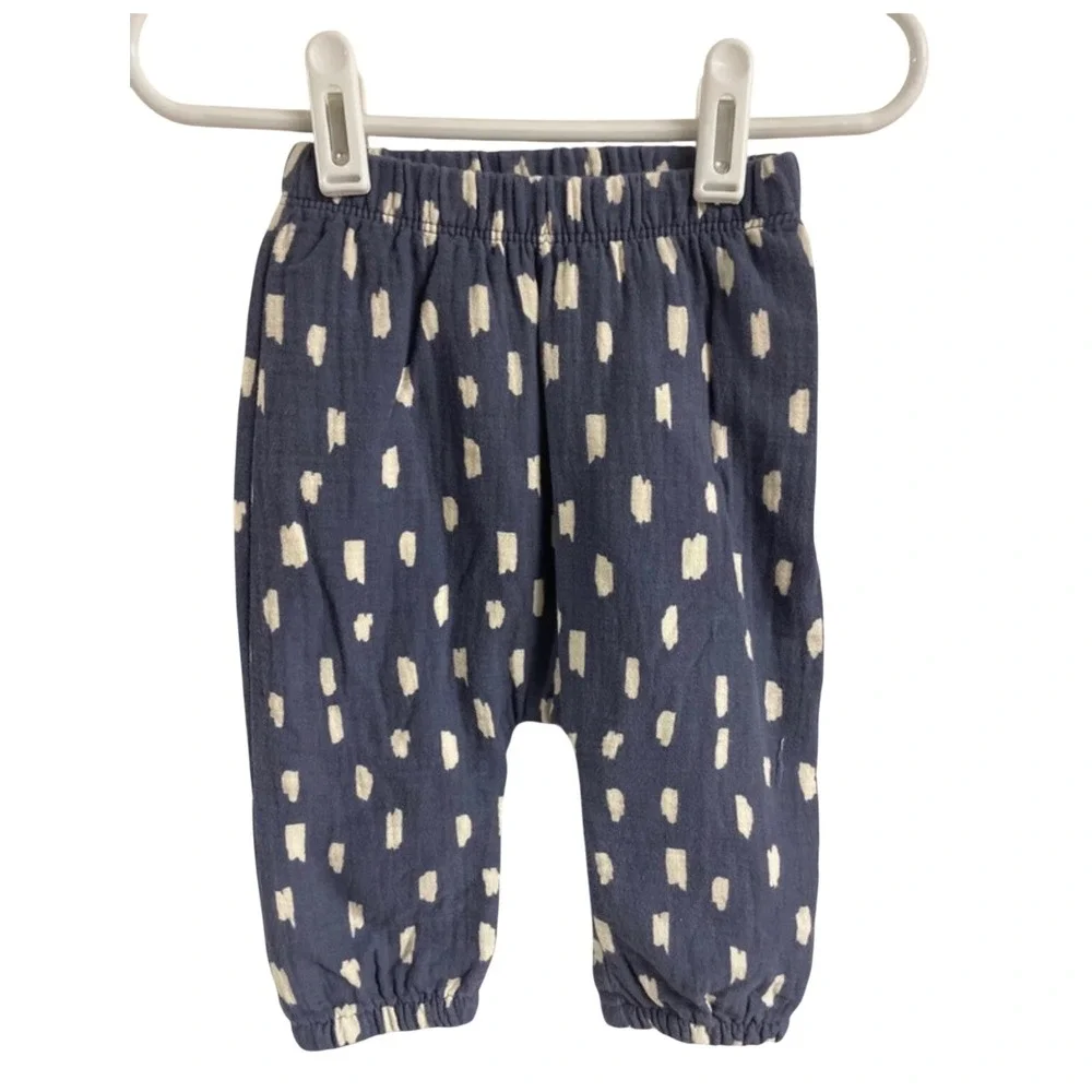Hanna Andersson Tunic Pants Set Blue White Brushstroke Baby 3-6 Months Scandi
